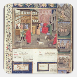 Sticker Carré Page de "Canon de médecine" par Avicenna