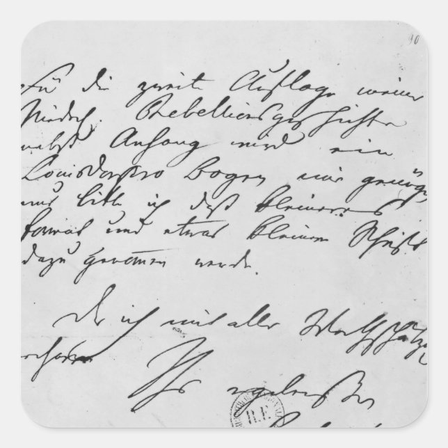 Sticker Carré Page de texte avec sa signature (Devant)