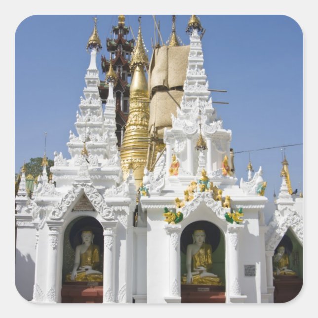 Sticker Carré Pagode Shwedagon (Paya), grand site de temple que  (Devant)