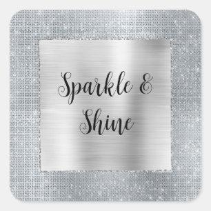 Sticker Carré Paillettes Argentées Brillantes Rêveuses