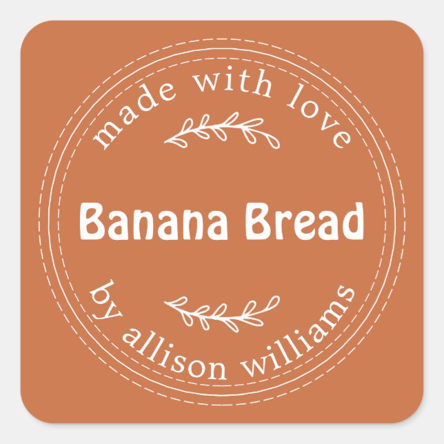Sticker Carré Pain de banane maison rustique brûlé orange (Devant)