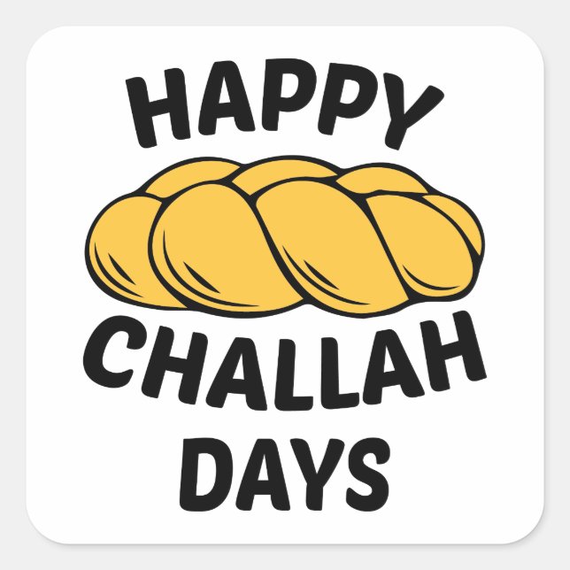 Sticker Carré Pain De Challah, Chanukah, Joyeux Jours De Challah (Devant)
