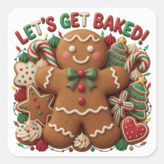 Sticker Carré Pain d'épice Biscuiterie de Noël Douceur des Fêtes