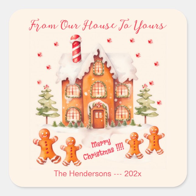 Sticker Carré pain d'épices de notre maison Noël (Devant)