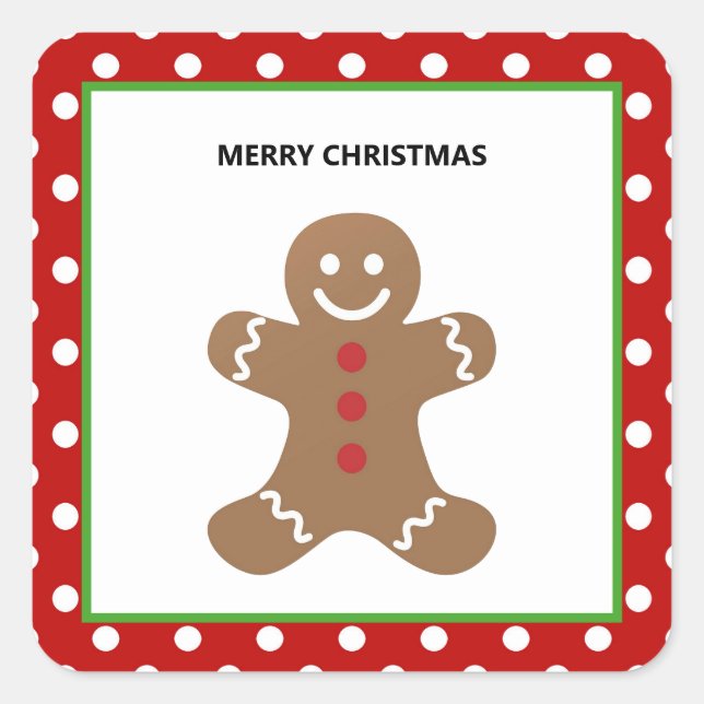 Sticker Carré Pain d'épices Noël de l'homme Personnalisé (Devant)