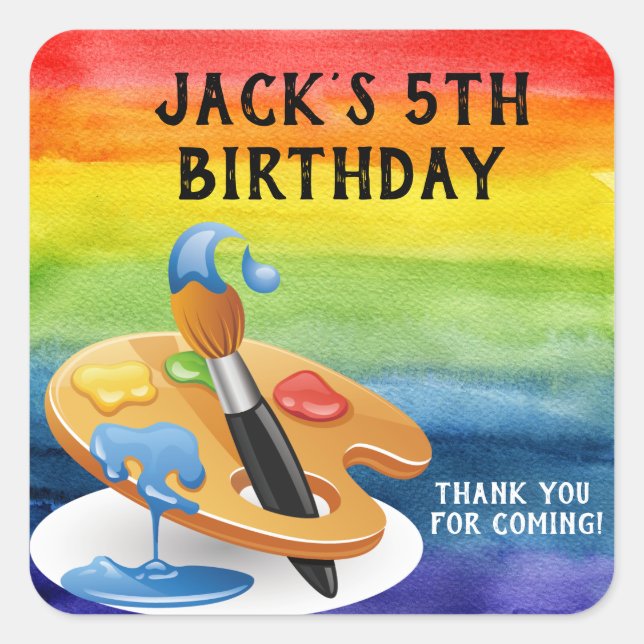 Sticker Carré Paint Art Anniversaire (Devant)
