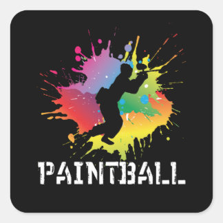 Sticker Carré Paintball Splash Paintballer Paintballing