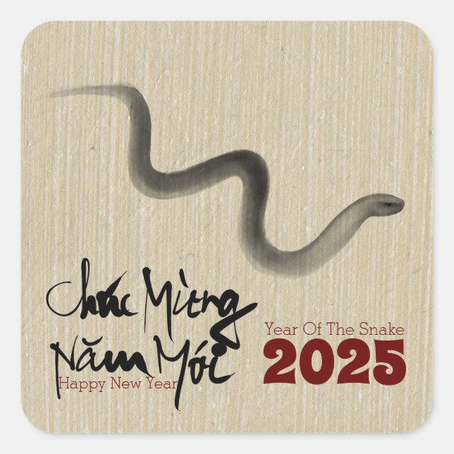Sticker Carré Painting Painting Snake Nouvel An vietnamien 2025 (Devant)
