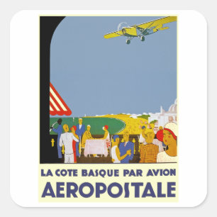 Sticker Carré Pair Basque Avion de Cote de La