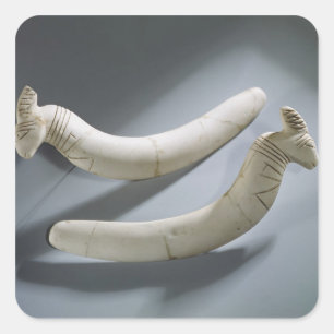 Sticker Carré Paire de castagnettes, période thinite (hippopotam