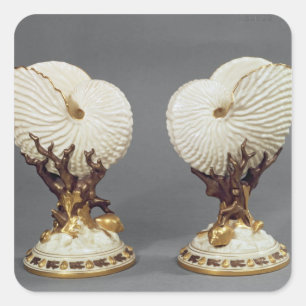 Sticker Carré Paire de vases Worcester en forme de Nautilus