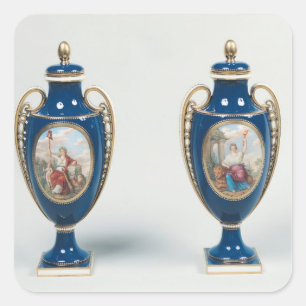 Sticker Carré Paires de vases à Sevres décorés d'allégorique