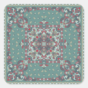 Sticker Carré Paisley Bandana Imprimer : Écharpe à cou de soie