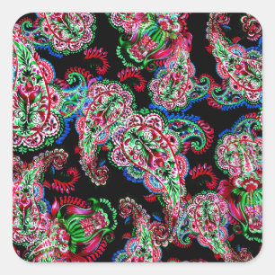 Sticker Carré Paisley Floral Pattern, Ethnic Arrière - plan.