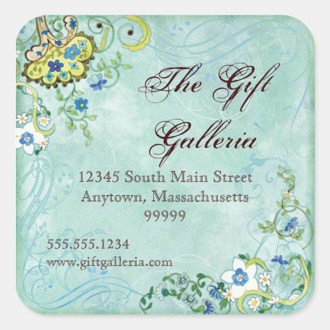 Sticker Carré Paisley Moderne Floral Floral Mariage (Devant)