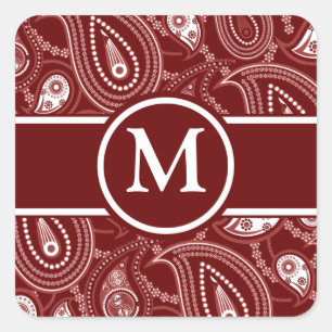 Sticker Carré Paisley rouge et blanc