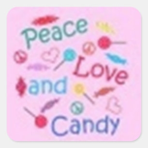 Sticker Carré Paix, amour et bonbons