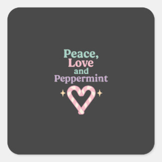 Sticker Carré Paix, Amour et Menthe Poivrée