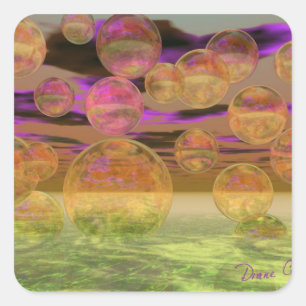 Sticker Carré Paix dans la tranquilité violette et ambre de