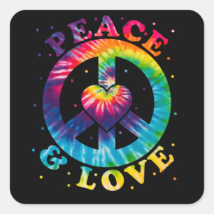 Sticker Carré Paix et amour