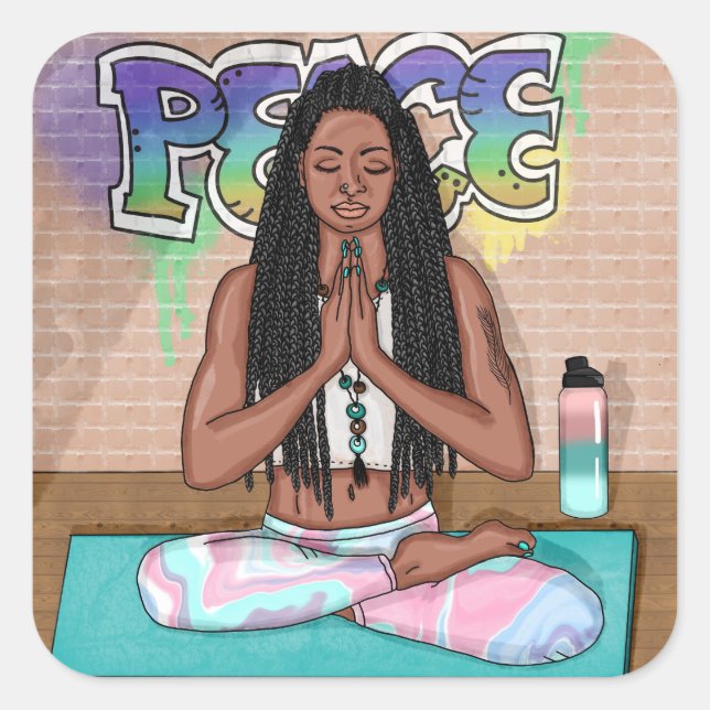 Sticker Carré Paix et méditation Art urbain (Devant)