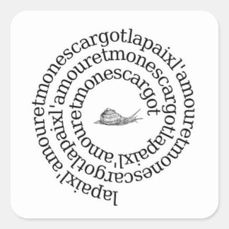 Sticker Carré Paix, l'amour et mon escargot