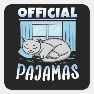 Sticker Carré Pajamas de chat Sleepshirt officiel
