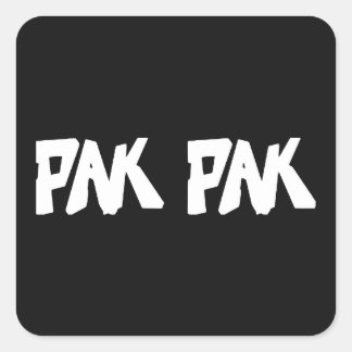 Sticker Carré Pak Pak Marque Manuscrite Blanche