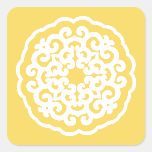 Sticker Carré Pale Yellow Asiatique Moods Mandalla (Devant)