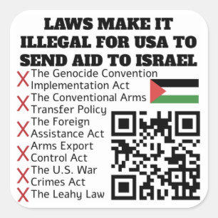 Sticker Carré PALESTINE LIBRE - Illégal pour aider Israël code Q