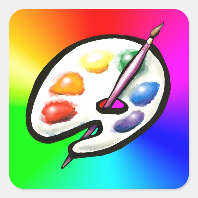 Sticker Carré Palette Artiste (Devant)