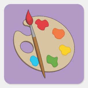 Sticker Carré Palette Artiste avec pinceau