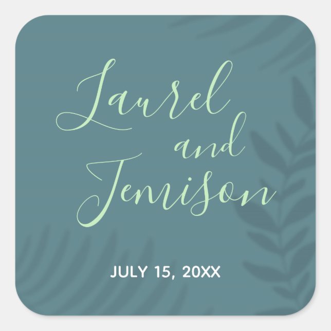 Sticker Carré Palm ombragé Turquoise (Devant)