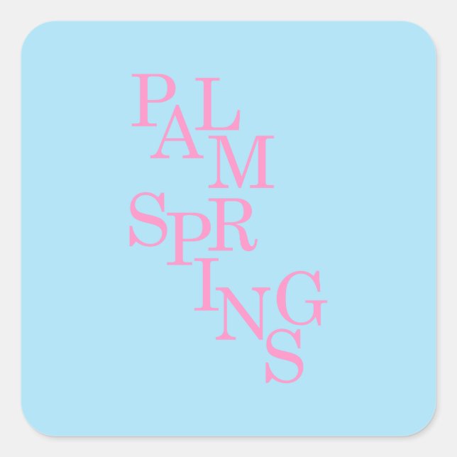 Sticker Carré Palm Springs Rose Et Bleu (Devant)
