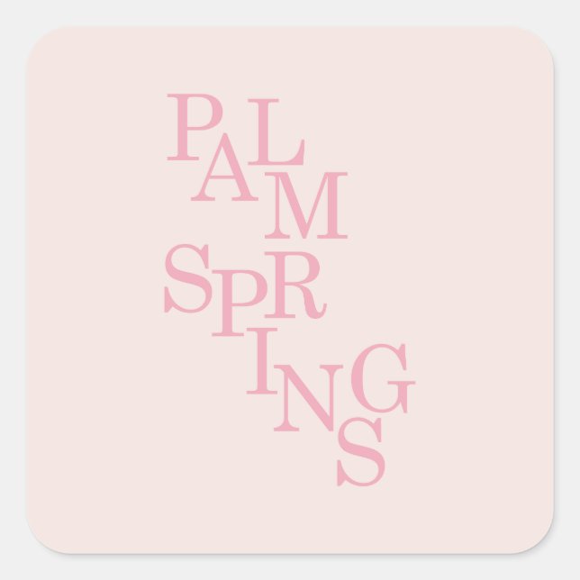 Sticker Carré Palm Springs rose pâle (Devant)