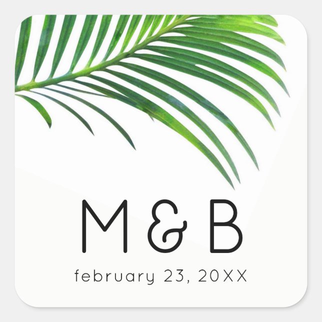 Sticker Carré Palm Tree Feuilles Feuille Tropicale Mariage moder (Devant)