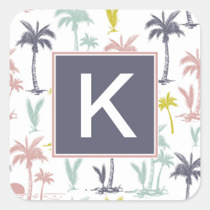Sticker Carré Palmier en pastel par le motif de plage