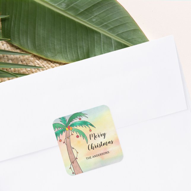 Sticker Carré Palmier personnalisé Joyeux Noël (Créateur téléchargé)