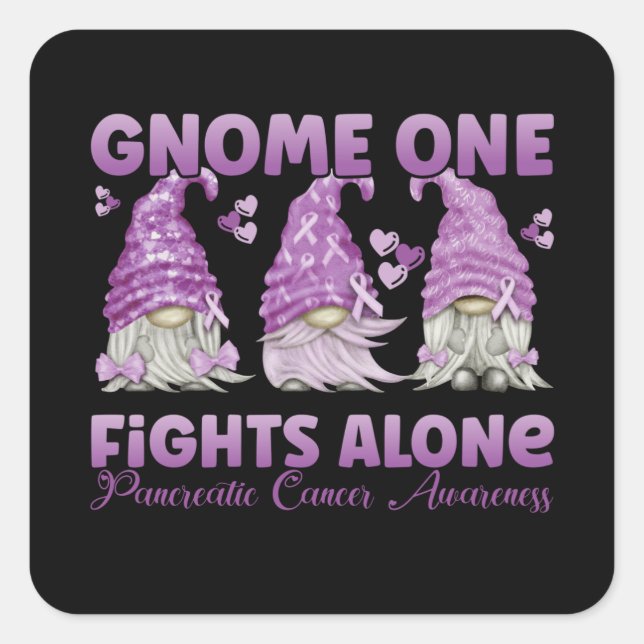 Sticker Carré Pancreatic Cancer Purple Gnome (Devant)
