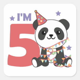 Sticker Carré Panda 5E Anniversaire Pour Enfants 5 Ans Stick Car