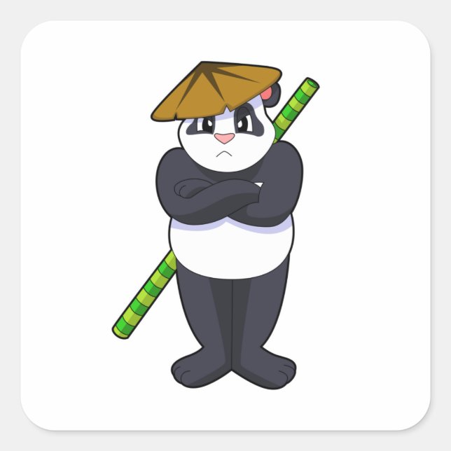 Sticker Carré Panda à Stick combat Martial arts.PNG (Devant)