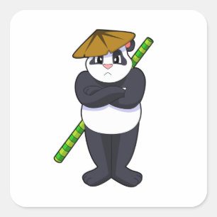 Sticker Carré Panda à Stick combat Martial arts.PNG