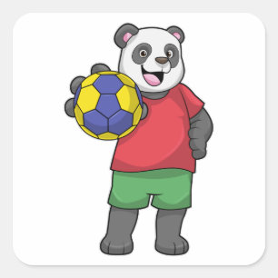 Sticker Carré Panda avec Handball Sports