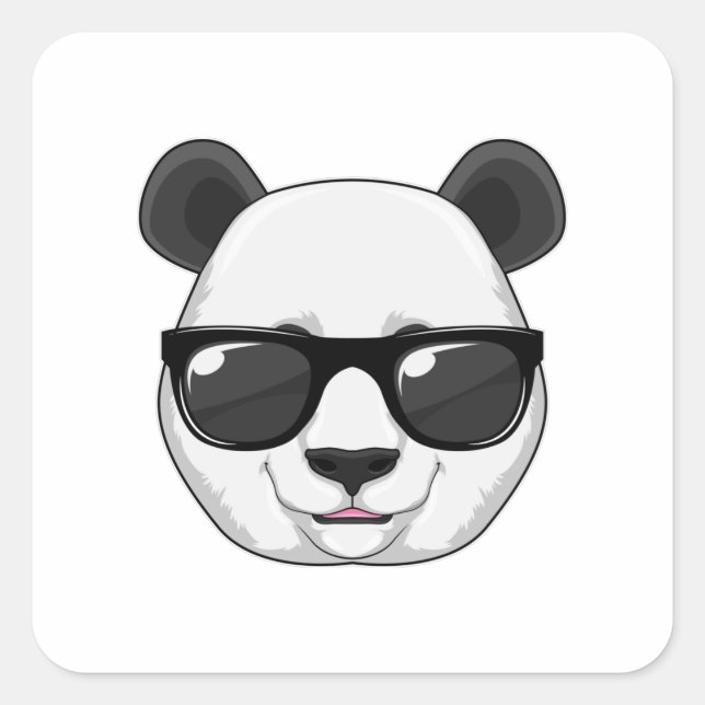 Sticker Carré Panda avec lunettes de soleil (Devant)