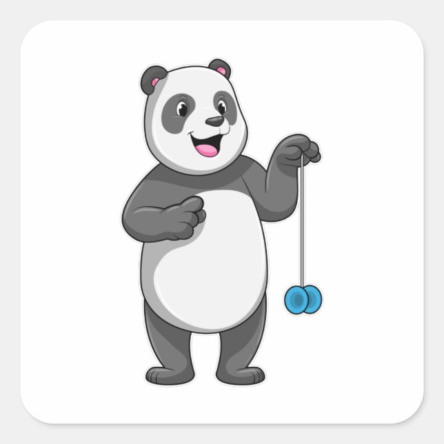 Sticker Carré Panda avec Yo-yo (Devant)