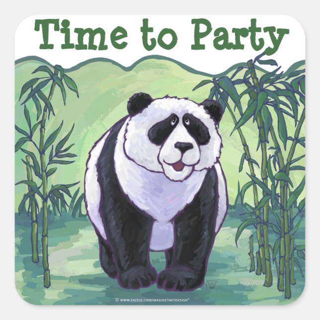 Sticker Carré Panda Bear Party Centre (Devant)