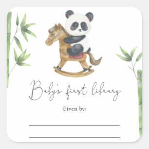 Sticker Carré Panda Bear - Plaque Baby shower