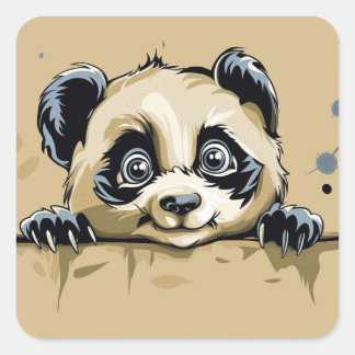 Sticker Carré Panda bébé mignon
