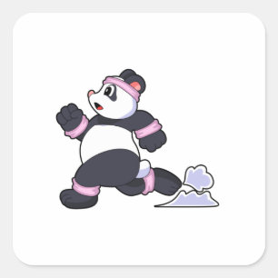 Sticker Carré Panda comme coureur à la course
