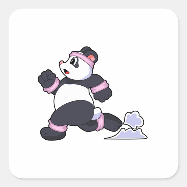Sticker Carré Panda comme coureur à la course (Devant)